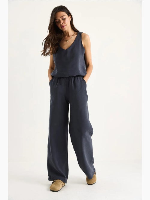 Set due pezzi in cotone con blusa scollo a v e pantaloni lucci - Kiabi