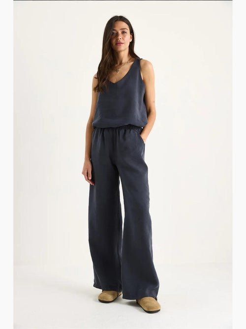 Set due pezzi in cotone con blusa scollo a v e pantaloni lucci - Kiabi