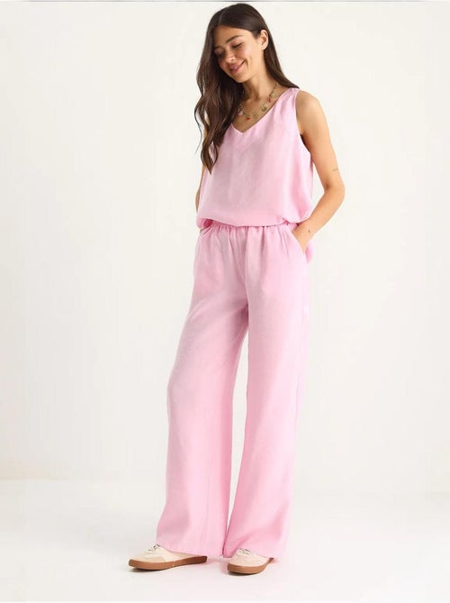 Set due pezzi in cotone con blusa scollo a v e pantaloni lucci - Kiabi Set due pezzi in cotone con blusa scollo a v e pantaloni lucci - Kiabi
