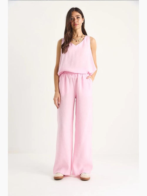 Set due pezzi in cotone con blusa scollo a v e pantaloni lucci - Kiabi Set due pezzi in cotone con blusa scollo a v e pantaloni lucci - Kiabi