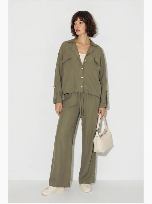 Set due pezzi in crêpe con camicetta e pantaloni a gamba ampia lucci - Kiabi