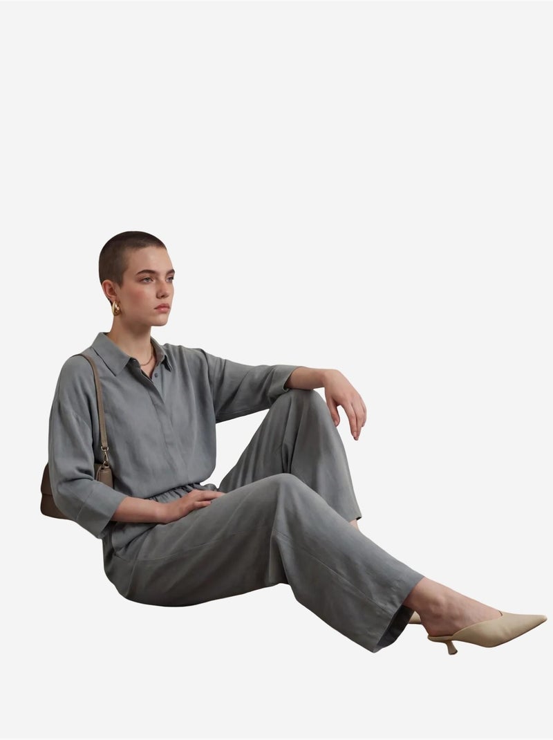 Set due pezzi in tencel con dettaglio a fiocco my fashion Blu chiaro - Kiabi