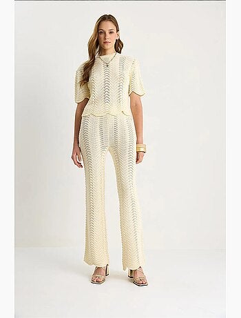 Set due pezzi lungo in maglia a righe a vita alta lucci