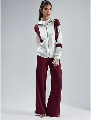 Set due pezzi modal touch color block con colletto con zip e gamba ampia, hiccup