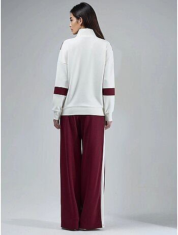Set due pezzi modal touch color block con colletto con zip e gamba ampia, hiccup