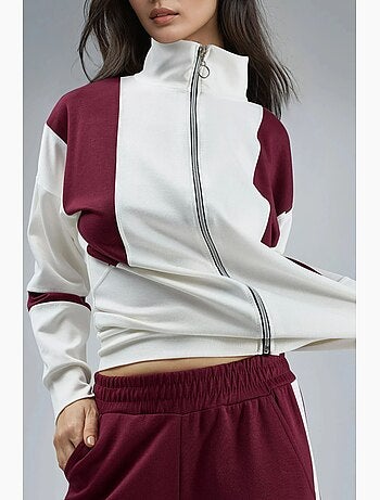 Set due pezzi modal touch color block con colletto con zip e gamba ampia, hiccup