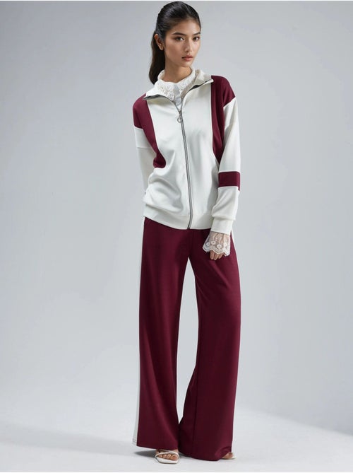 Set due pezzi modal touch color block con colletto con zip e gamba ampia, hiccup - Kiabi Set due pezzi modal touch color block con colletto con zip e gamba ampia, hiccup - Kiabi