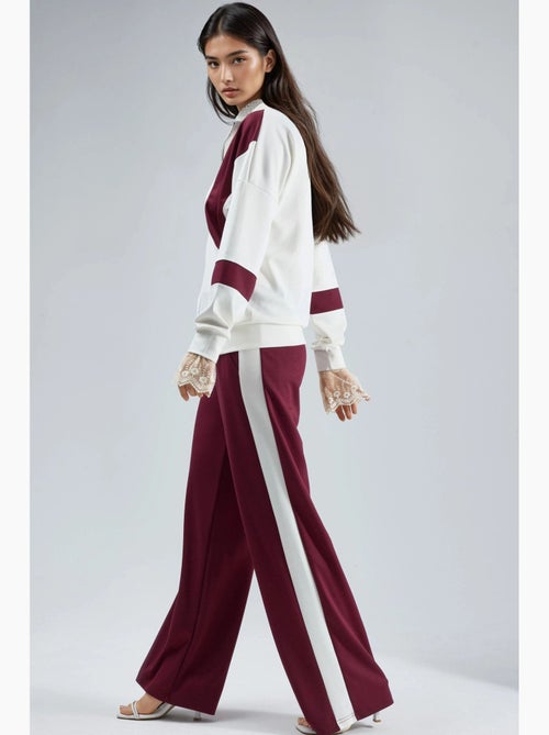 Set due pezzi modal touch color block con colletto con zip e gamba ampia, hiccup - Kiabi Set due pezzi modal touch color block con colletto con zip e gamba ampia, hiccup - Kiabi