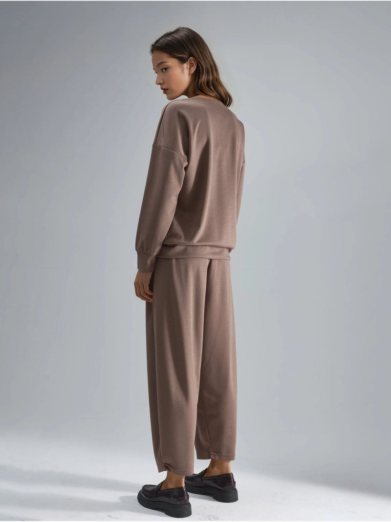 Set due pezzi modal touch con colletto con zip hiccup Marrone chiaro - Kiabi