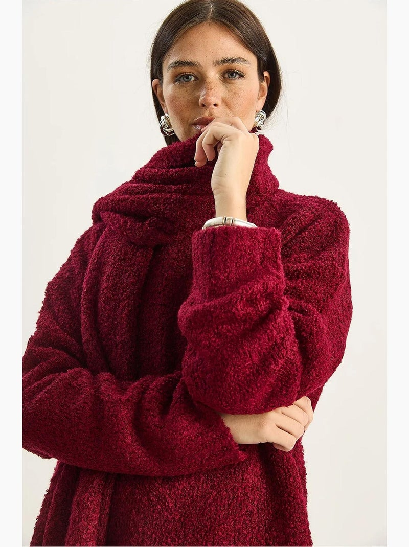 Set due pezzi oversize in maglia a coste lucci Rosso bordeaux - Kiabi