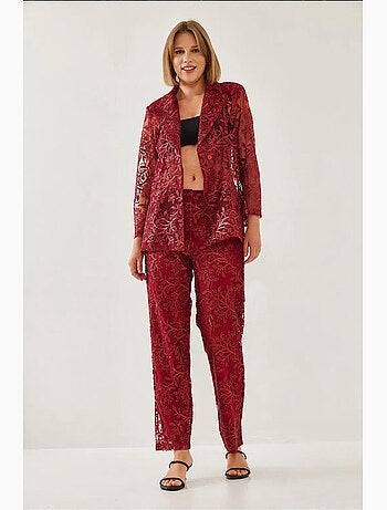Set due pezzi semitrasparente con paillettes e texture mbms lucci