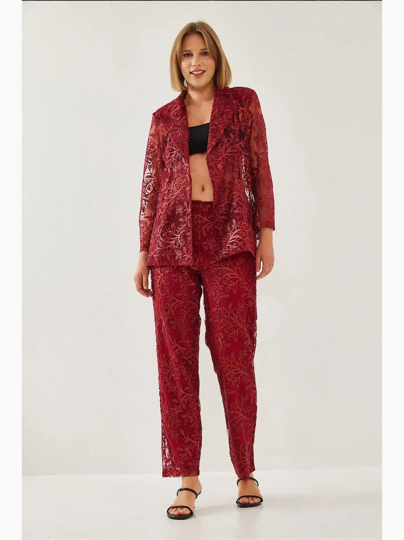 Set due pezzi semitrasparente con paillettes e texture mbms lucci Rosso bordeaux - Kiabi