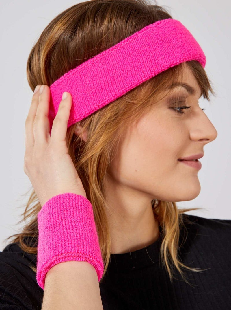 Set fascia e polsini spugna rosa - Kiabi