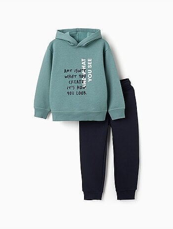 Set felpa e joggers spazzolati con stampa