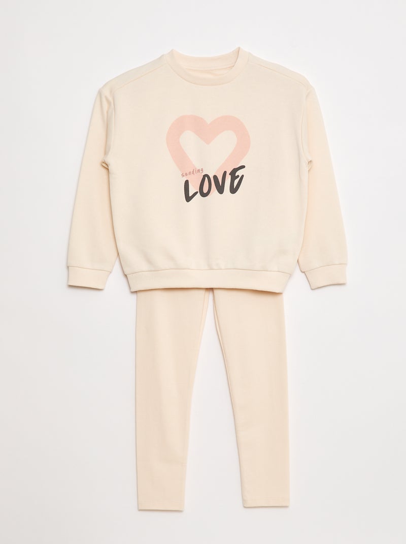 Set felpa + leggings stampati - 2 pezzi Bianco - Kiabi