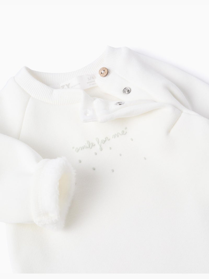 Set felpa + pantaloni con fodera in peluche Bianco - Kiabi