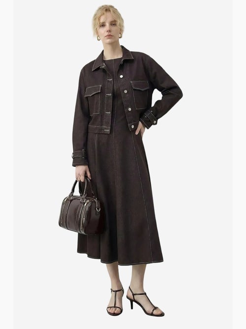 Set giacca in denim e pantaloni a gamba ampia lucci - Kiabi Set giacca in denim e pantaloni a gamba ampia lucci - Kiabi
