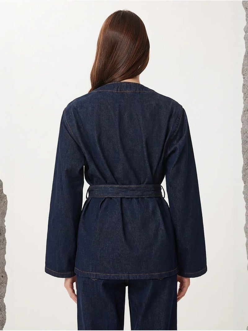 Set giacca in gabardine di cotone e pantaloni a gamba ampia istanbul Blu marino - Kiabi