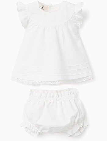 Set in cotone con blouse e bloomers con volant