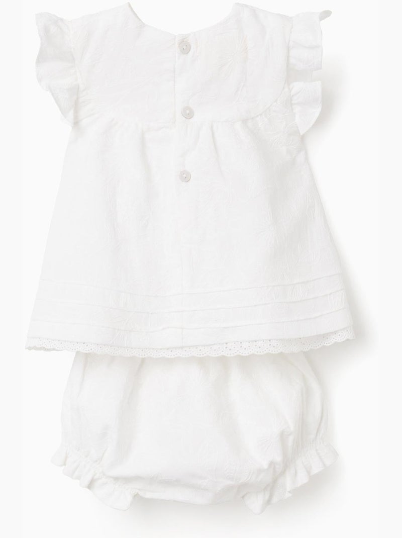 Set in cotone con blouse e bloomers con volant Beige chiaro - Kiabi