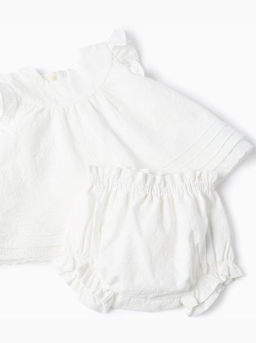 Set in cotone con blouse e bloomers con volant - Kiabi