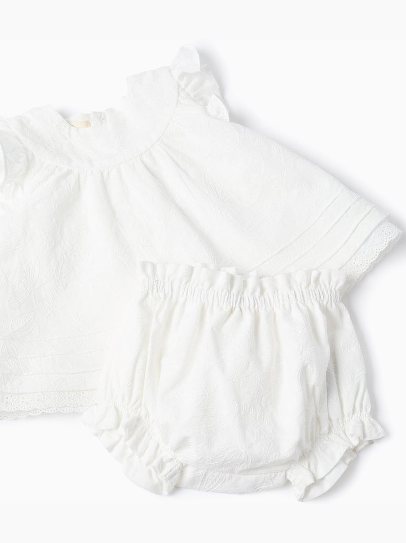 Set in cotone con blouse e bloomers con volant Beige chiaro - Kiabi