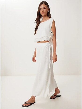 Set in cotone con blusa senza maniche e gonna a gamba ampia istanbul
