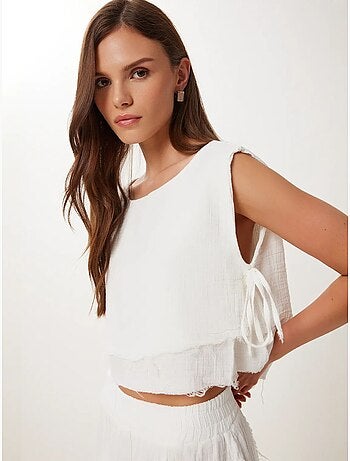 Set in cotone con blusa senza maniche e gonna a gamba ampia istanbul