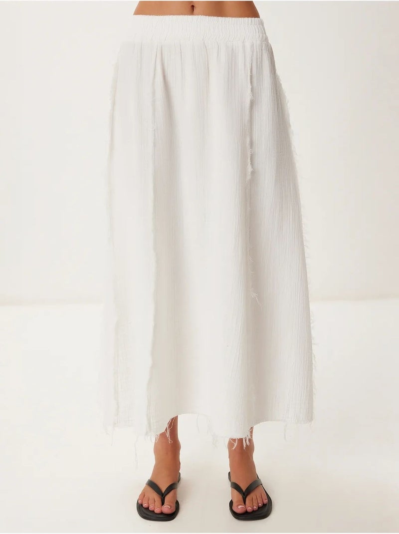 Set in cotone con blusa senza maniche e gonna a gamba ampia istanbul Avorio - Kiabi