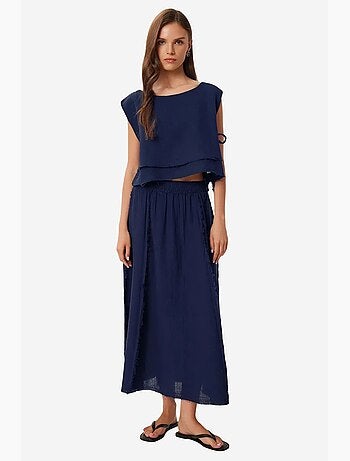 Set in cotone con blusa senza maniche e gonna a gamba ampia istanbul