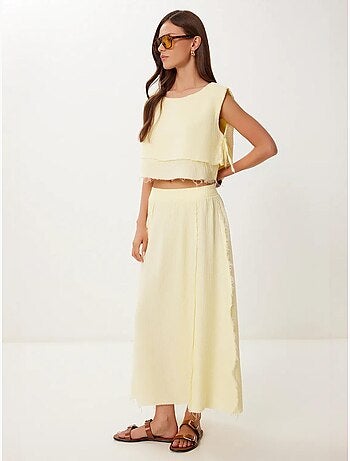Set in cotone con blusa senza maniche e gonna a gamba ampia istanbul