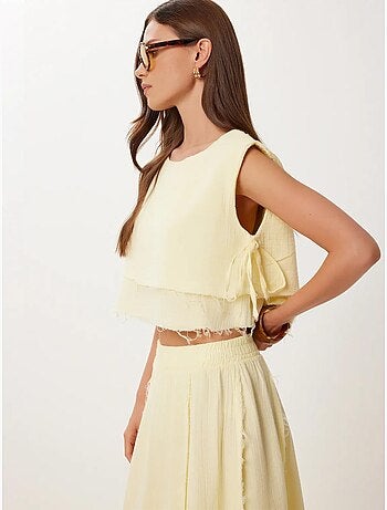 Set in cotone con blusa senza maniche e gonna a gamba ampia istanbul
