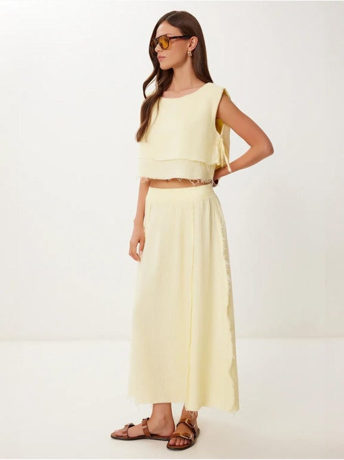 Set in cotone con blusa senza maniche e gonna a gamba ampia istanbul - Kiabi