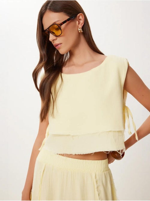 Set in cotone con blusa senza maniche e gonna a gamba ampia istanbul - Kiabi