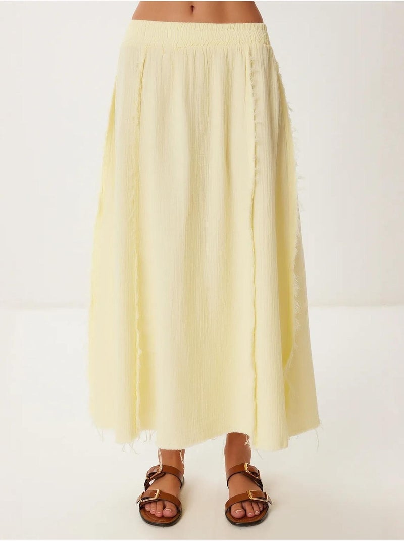 Set in cotone con blusa senza maniche e gonna a gamba ampia istanbul Crema - Kiabi