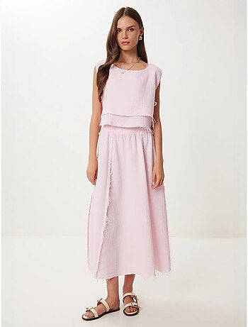 Set in cotone con blusa senza maniche e gonna a gamba ampia istanbul