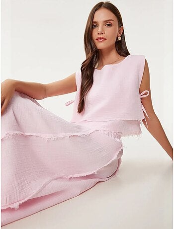 Set in cotone con blusa senza maniche e gonna a gamba ampia istanbul