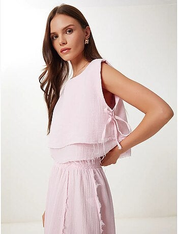 Set in cotone con blusa senza maniche e gonna a gamba ampia istanbul