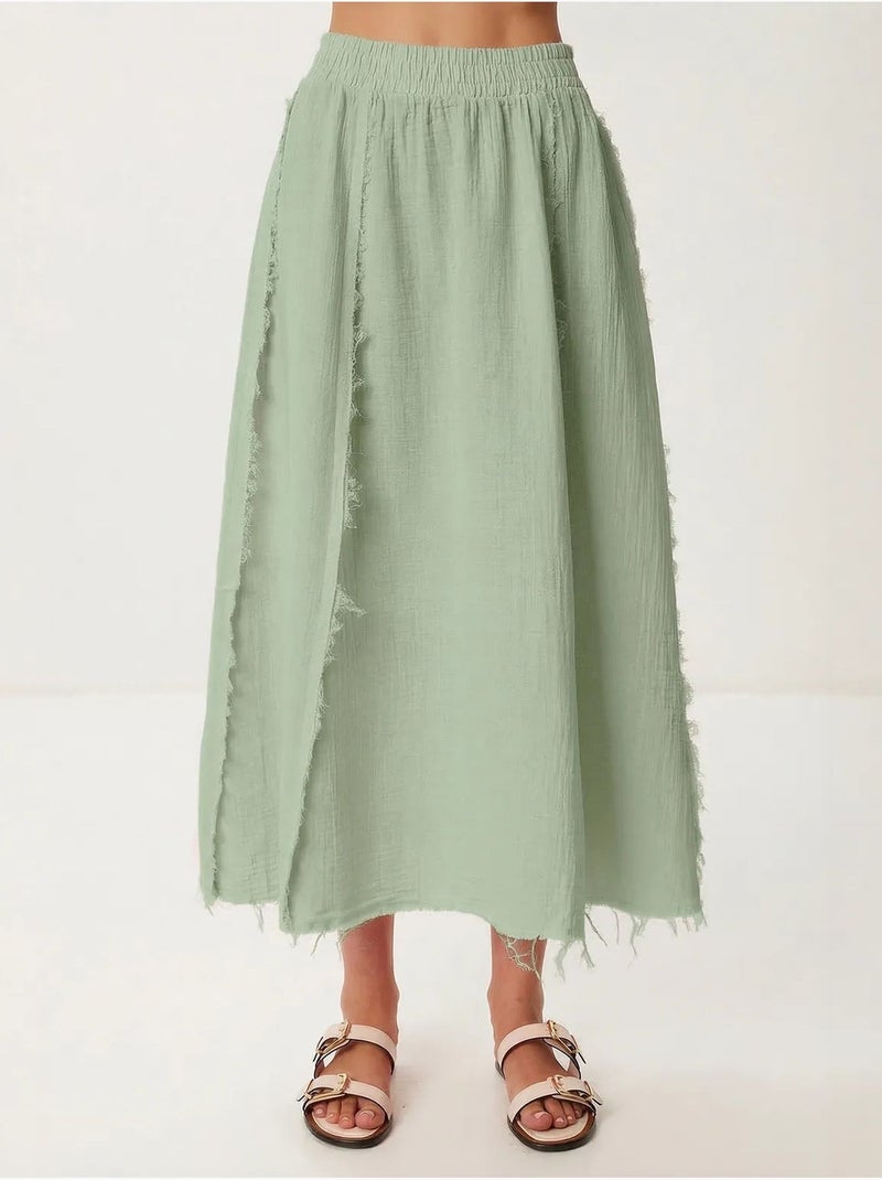 Set in cotone con blusa senza maniche e gonna a gamba ampia istanbul Verde - Kiabi