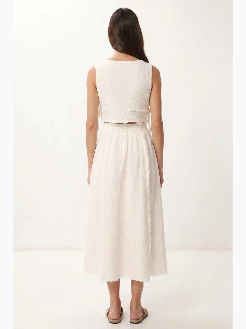 Set in cotone con blusa senza maniche e gonna midi istanbul Bianco sporco - Kiabi