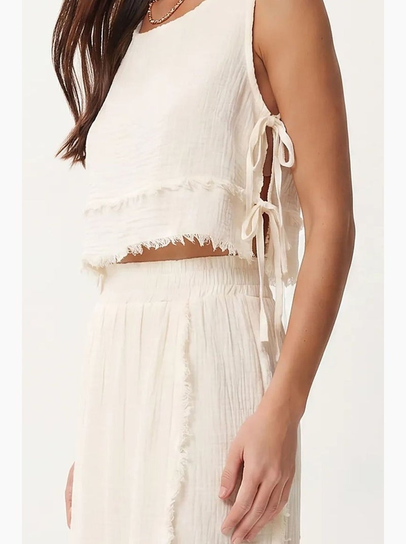 Set in cotone con blusa senza maniche e gonna midi istanbul Bianco sporco - Kiabi