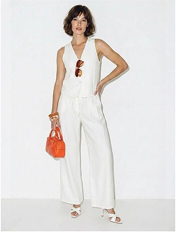 Set in cotone con gilet e pantaloni a gamba larga lucci