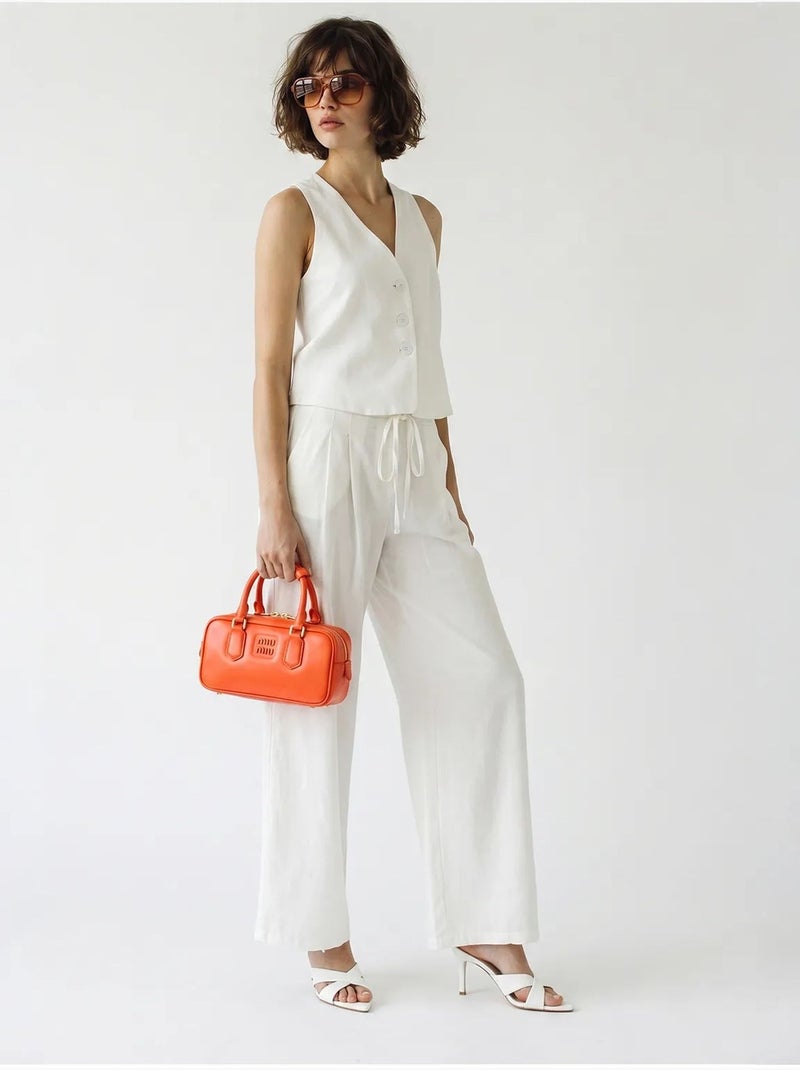 Set in cotone con gilet e pantaloni a gamba larga lucci Bianco sporco - Kiabi