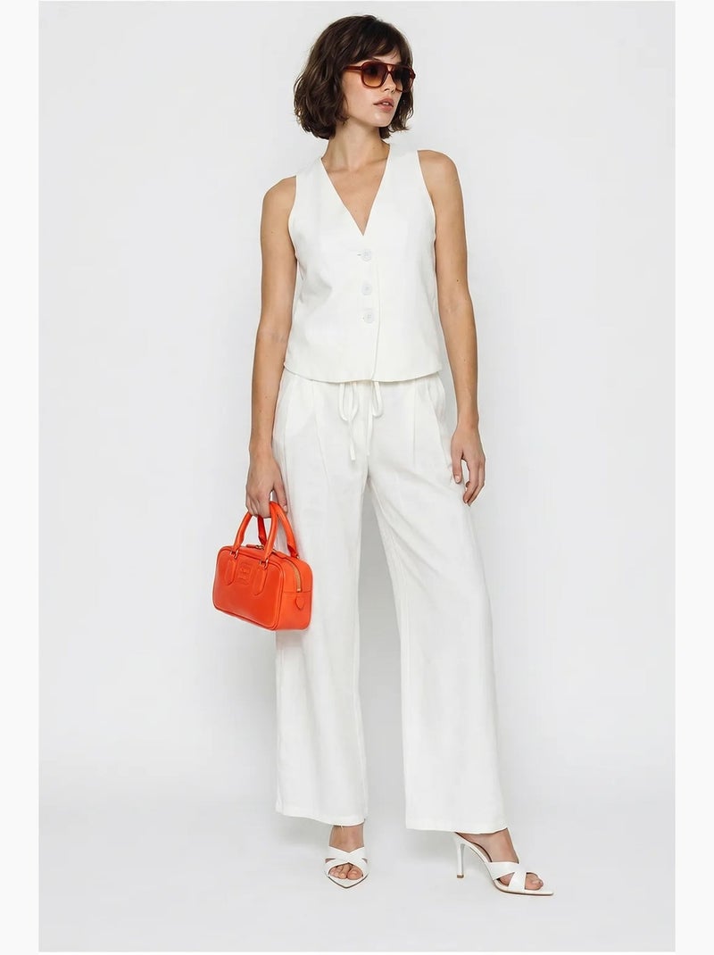 Set in cotone con gilet e pantaloni a gamba larga lucci Bianco sporco - Kiabi