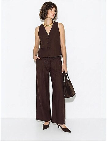 Set in cotone con gilet e pantaloni a gamba larga lucci
