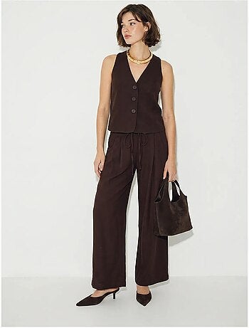 Set in cotone con gilet e pantaloni a gamba larga lucci