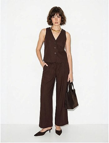 Set in cotone con gilet e pantaloni a gamba larga lucci