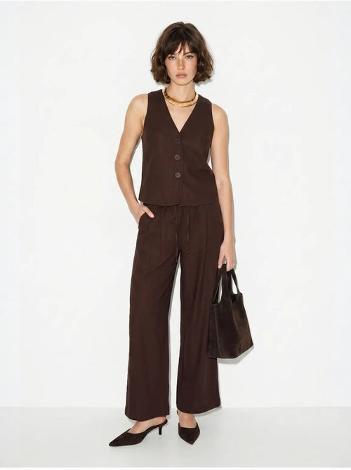 Set in cotone con gilet e pantaloni a gamba larga lucci - Kiabi Set in cotone con gilet e pantaloni a gamba larga lucci - Kiabi