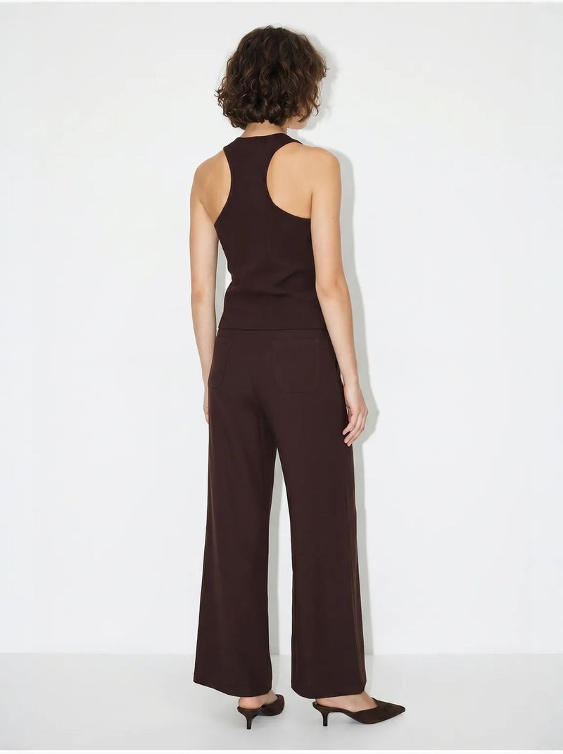 Set in cotone con gilet e pantaloni a gamba larga lucci Marrone cioccolato - Kiabi