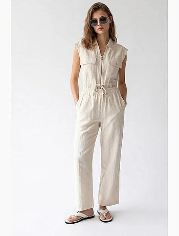 Set in cotone con gilet senza maniche e pantaloni a gamba larga mixray